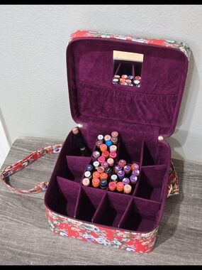 Floral Red Makeup Case With 37 New Lipsense Lip Colors